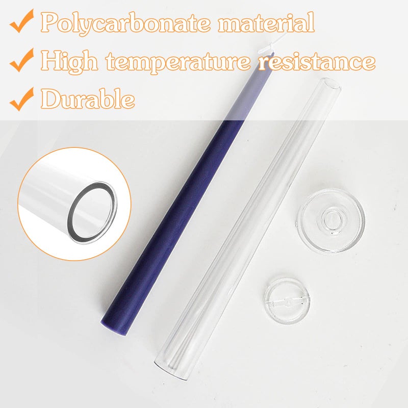 Ruiao قالب شمعة طويلة كلاسيكية 2-pack، قالب شمعة عمود بلاستيكي شفاف لشمعة العشاء في الكنيسة في عيد الميلاد وعيد الحب (10.24 بوصة) - Image 3