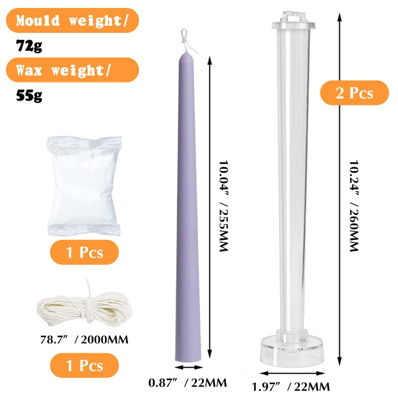 Ruiao قالب شمعة طويلة كلاسيكية 2-pack، قالب شمعة عمود بلاستيكي شفاف لشمعة العشاء في الكنيسة في عيد الميلاد وعيد الحب (10.24 بوصة) - Image 2