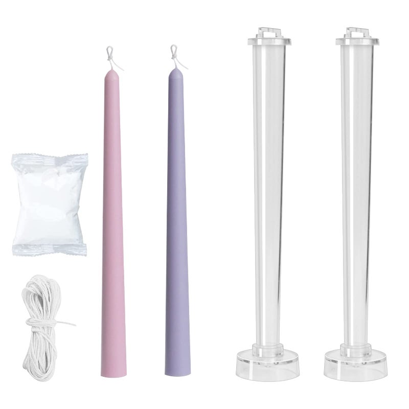 Ruiao قالب شمعة طويلة كلاسيكية 2-pack، قالب شمعة عمود بلاستيكي شفاف لشمعة العشاء في الكنيسة في عيد الميلاد وعيد الحب (10.24 بوصة) - Image 1