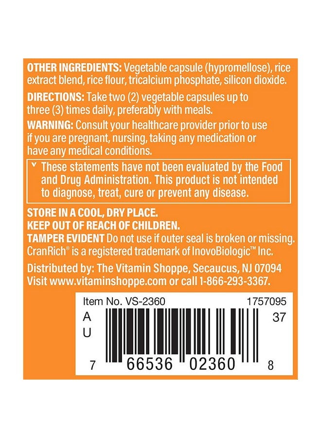 The Vitamin Shoppe Cranberry with D-Mannose, Urinary Tract & Bladder Health, Antioxidant with 60mg Vitamin C with Cranrich (Cranberry Concentrate) (60 Veggie Capsules) by The Vitamin Shoppe - Image 4
