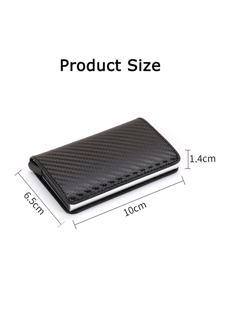 RFID Blocking Metal Credit Card Holder Vintage Aluminum Slim Wallet with PU Leather for Men and Women Carbon Leather Design - Image 2