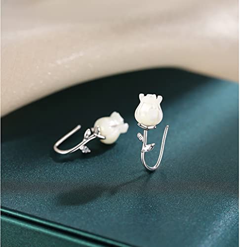 Reffeer Solid 925 Sterling Silver Flower Crawler Cuff Earrings Wraps for Women Teen Girls Flower Wrap Earrings Climber (A-Silver) - Image 5