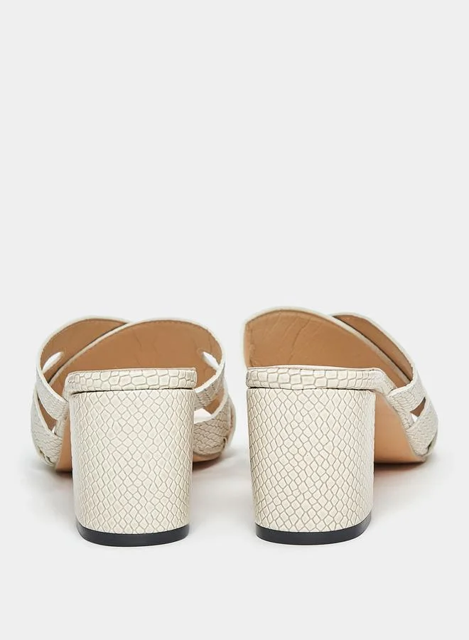 ستايلي Textured Cross Strap Block Heel Sandals