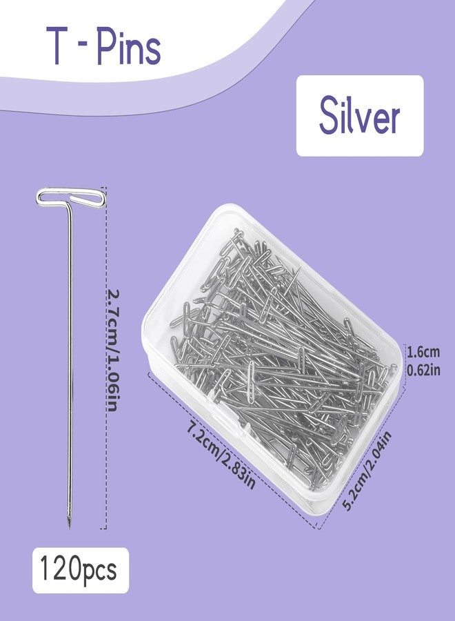 Yizzvb 1Inch 120 Pcs T Pins, Sewing Pins for Wigs, Blocking Knitting, Modelling, Wig Making and Crafts, Stainless Steel Head Pins for Sewing and Craft, Jewelry Making - Image 2
