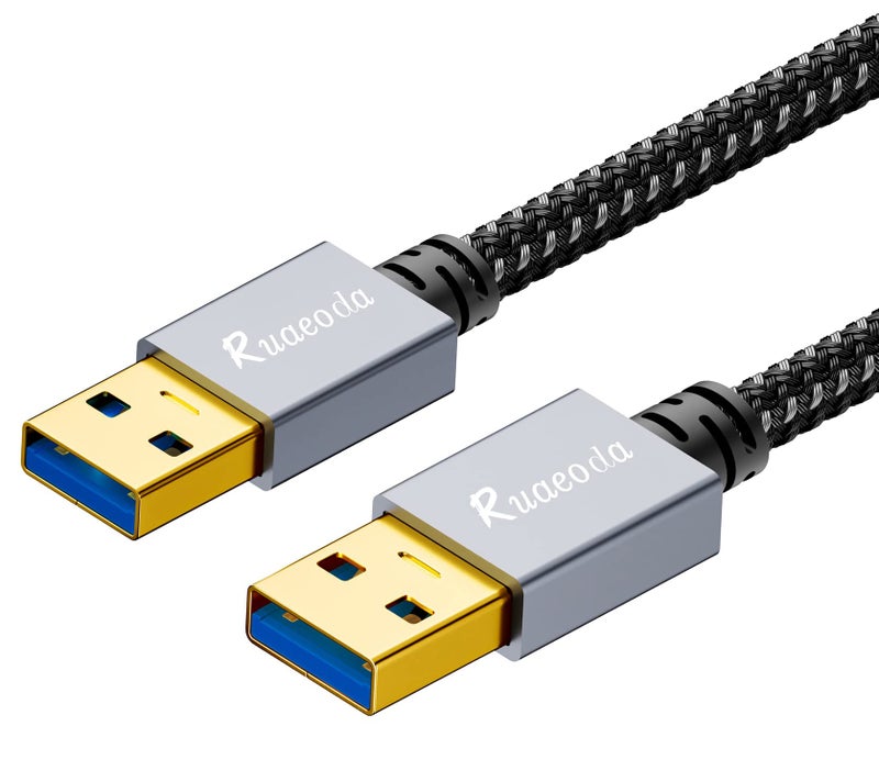 Ruaeoda USB to USB Cable 1.5 ft, USB 3.0 Male to Male Type A to Type A Double Sided USB Cord for Data Transfer Compatible with Hard Drive, Laptop, DVD Player, TV, USB 3.0 Hub, Monitor and More - Image 1