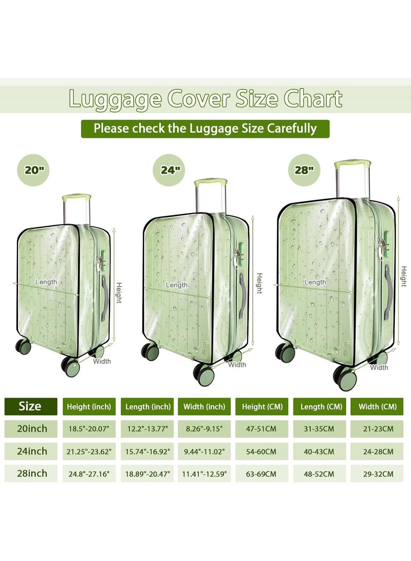 Meetion غطاء حقيبة سفر شفاف سميك 3 قطع، 20" 24" 28" أغطية حقائب PVC مقاومة للماء والغبار ومضادة للخدش لحقيبة السفر ذات العجلات - Image 2
