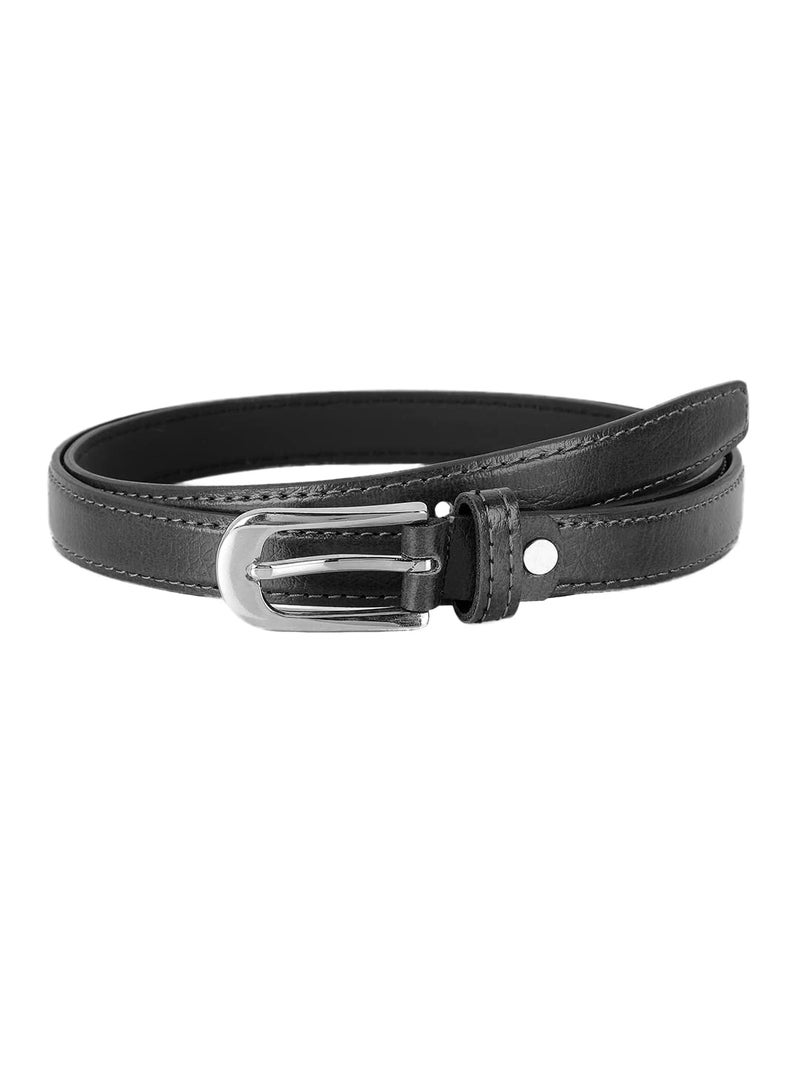 ZEVORA Women Leather Formal Belt, Black - Image 5