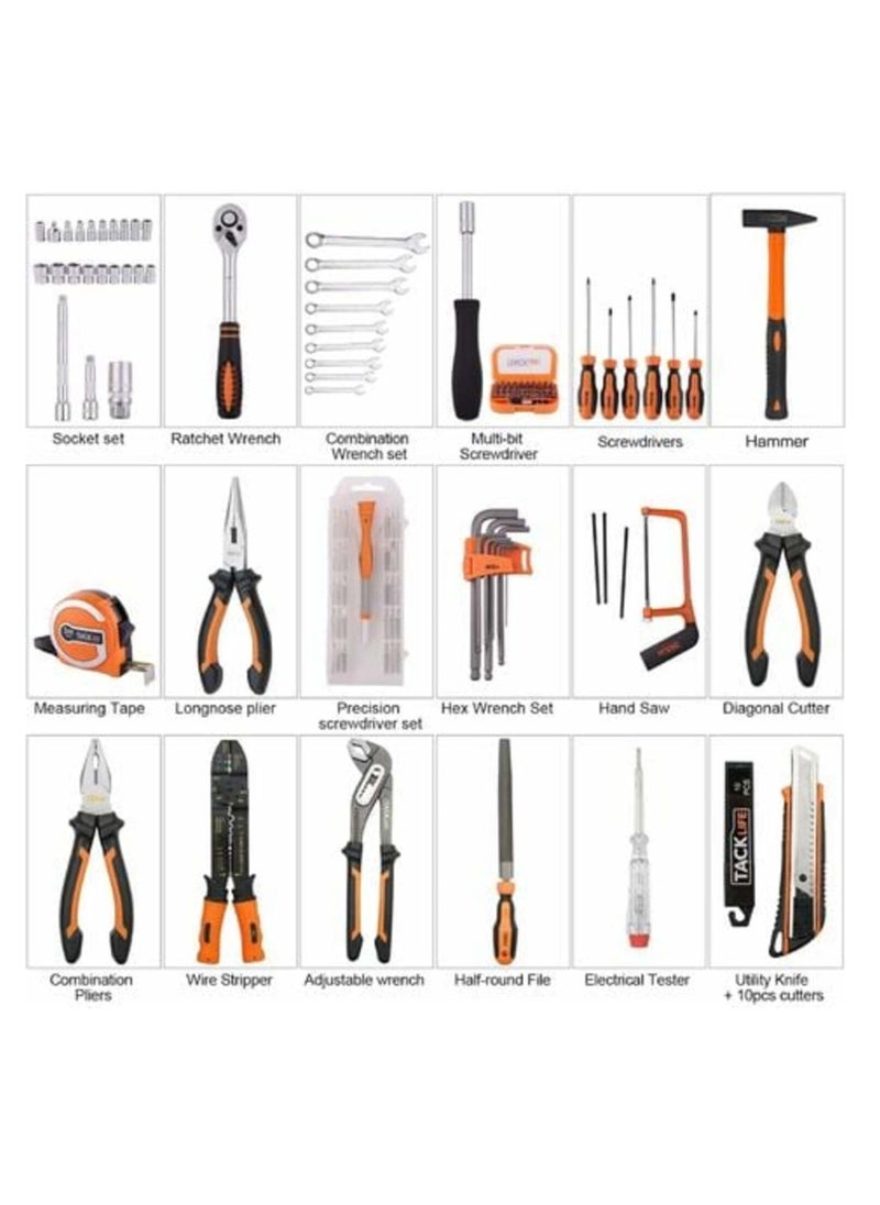 TACKLIFE - TACKLIFE Tool Case, 136 Pieces Tool Box, Aluminum Tool Chest, Multi-Function Hand Tool Set HHK4B - Image 1