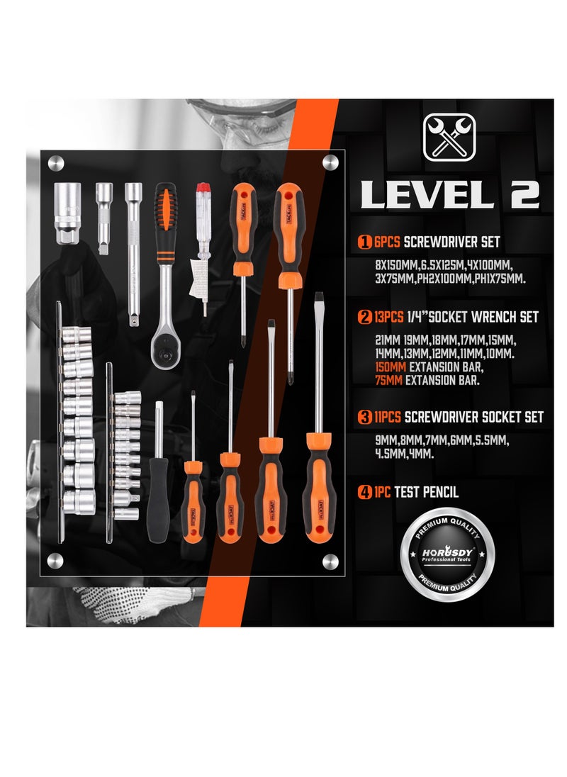 TACKLIFE - TACKLIFE Tool Case, 136 Pieces Tool Box, Aluminum Tool Chest, Multi-Function Hand Tool Set HHK4B - Image 1