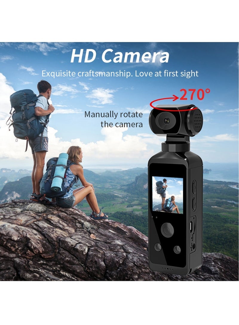 Generic 4K Ultra HD Pocket Action Camera 270° Rotatable Vlog Wifi Mini Sports Cam Waterproof Case Helmet Travel Bicycle Driver Recorder (32GB) - Image 3