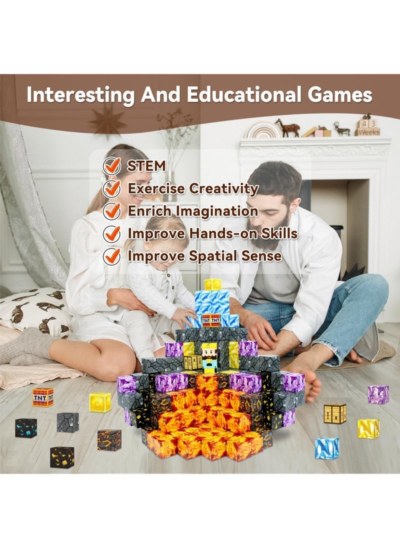 NIBEMINENT Magnetic Blocks |138PCS Magnetic Building Cube Game, Constructions Toys for Boys & Girls Age 3+Years, STEM Montessori Stacking Toy, Sensory Tiles Building Birthday for Toddlers - Image 2