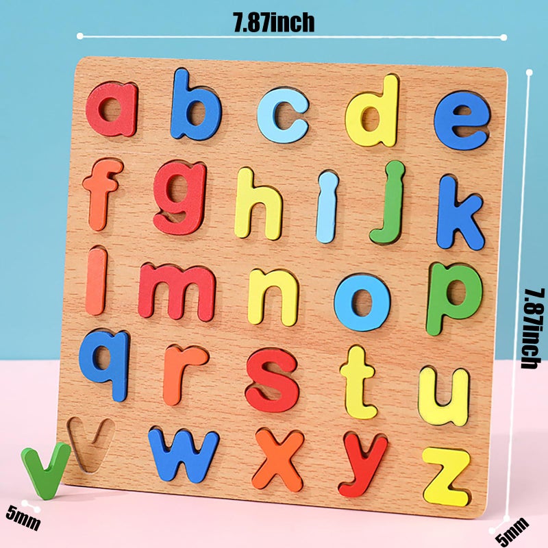 Winbar Wooden Puzzles for Toddlers 2 Pack Alphabet Shape Wooden Puzzles for Kids Montessori Toddler Wooden Alphabet Number Shape Learning Puzzle for Kids 3 Years Over Boys Girls - Image 5