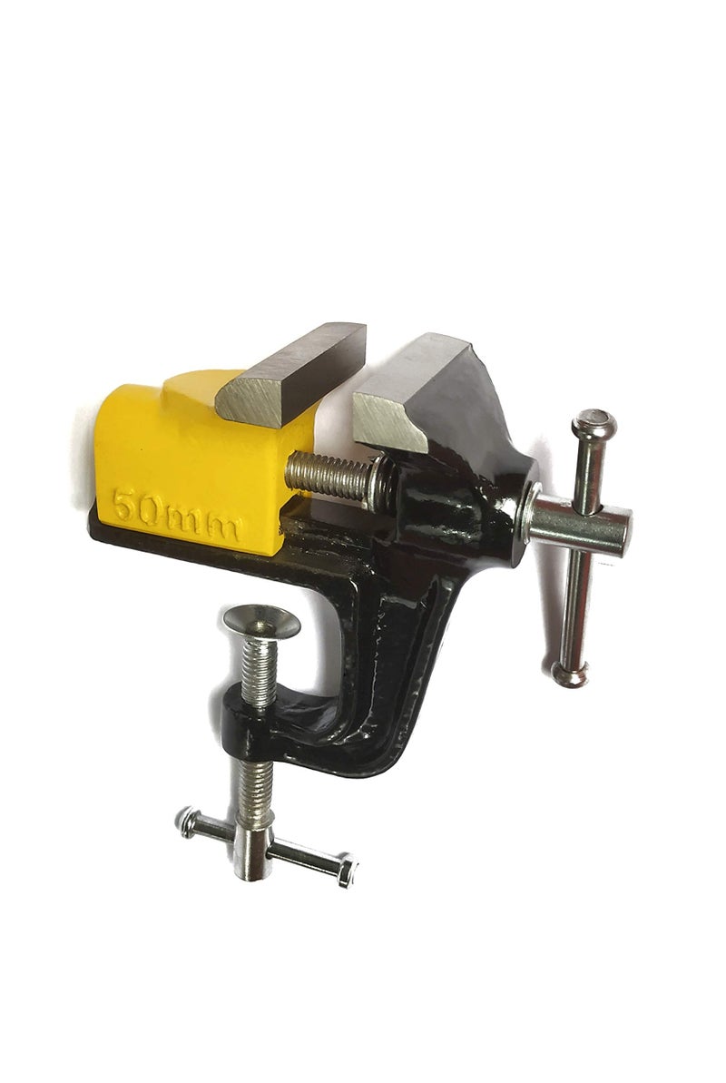 CLIMAX Table Baby Cast Iron Vice Clamp Type 50 mm JAW Width (Orange-Blue) - Image 1