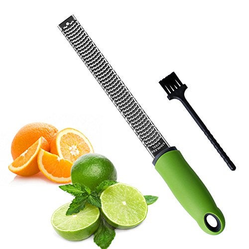 Sunkuka Pro Citrus Lemon Zester & Cheese Grater Stainless Steel - Ginger,Garlic,Potato Nutmeg,Chocolate Peeler with Cover and Cleaning Brush - Image 1