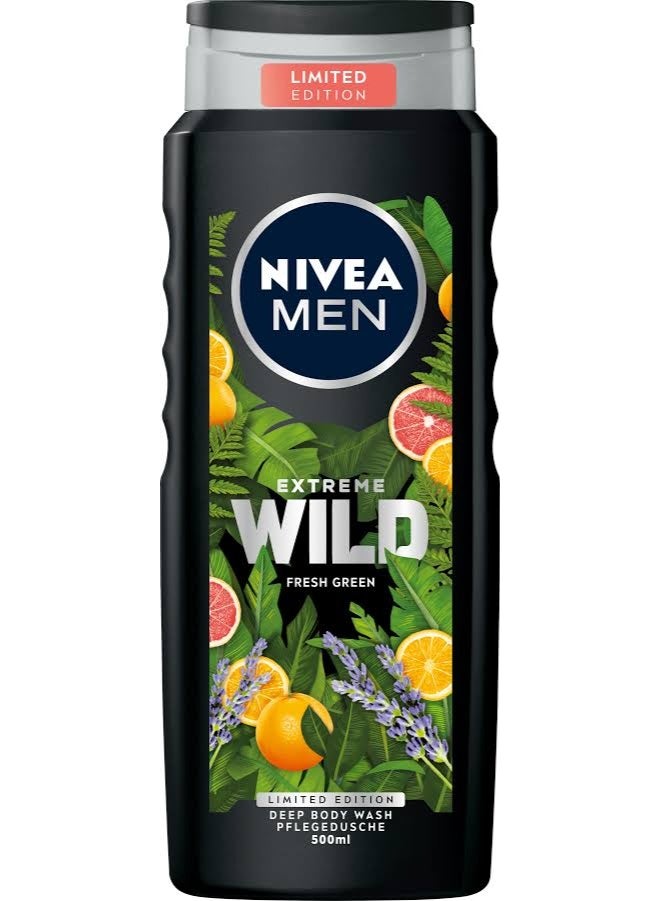 شاور جل (جل استحمام عميق للجسم) للرجال برائحة "Extreme Wild - Fresh Green" (بحجم 500 مل - إصدار محدود).