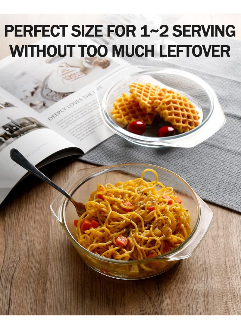 Clear Round Glass Casserole With Lid Glass Bakeware Easy Grab Baking Dish,Microwave, Oven, Freezer, and Dishwasher Safe (1L) - Image 5