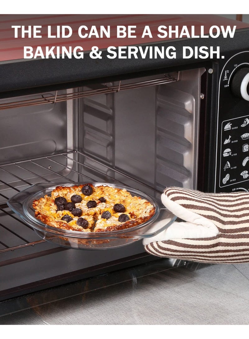 Clear Round Glass Casserole With Lid Glass Bakeware Easy Grab Baking Dish,Microwave, Oven, Freezer, and Dishwasher Safe (1L) - Image 4