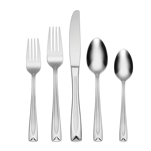 Oneida Satin Lincoln 45 Piece Everyday Flatware Set Service for 8 180 Stainless Steel Silverware Set Dishwasher Safe