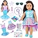 DONTNO American 18 Inch Doll Makeup Accessories and Mermaid Clothes SetIncluded 2 Pieces ClothesMermaid Messenger BagStarfish HairpinLipstickNecklaceBraceletEye Shadow and StickerNO Doll and Shoes - Image 2
