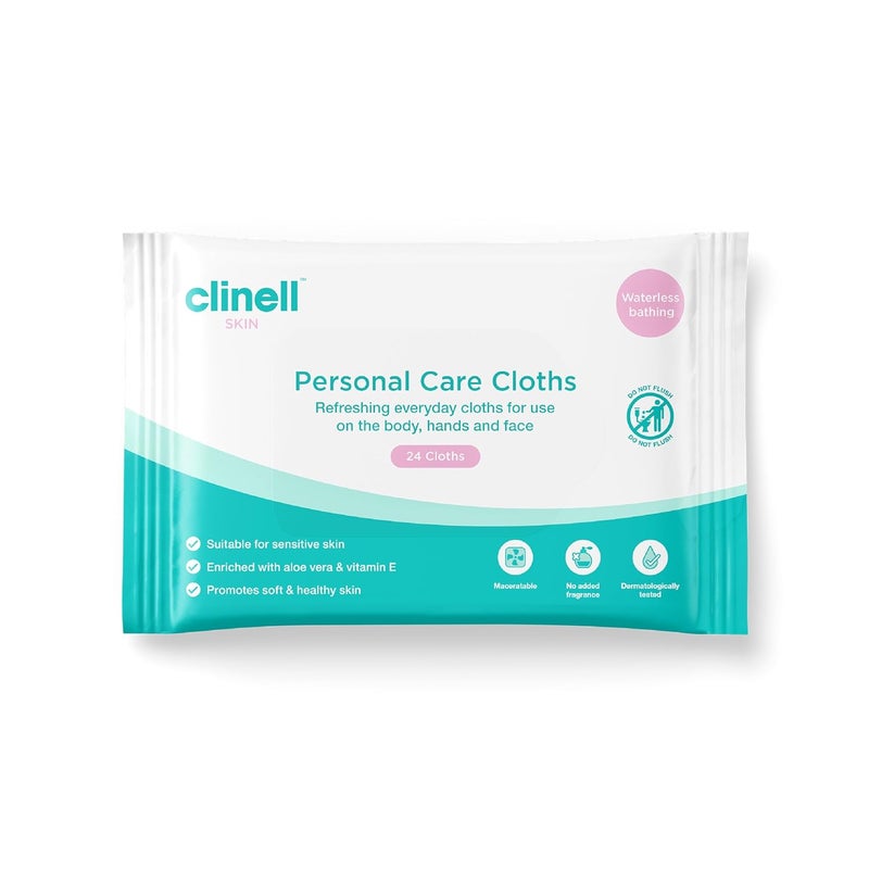 Clinell Skin Professional Care Maceratable Personal Care Wipes Pack of 24 Gentle Face and Body Wipes Alcohol Free Dermatologically Tested Multipurpose