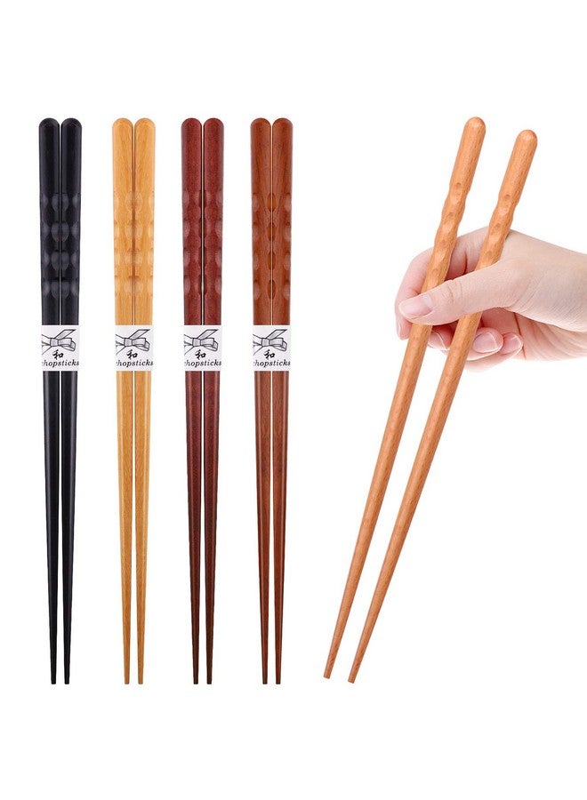 GLAMFIELDS Reusable Chopsticks Japanese Natural Wooden 5 Pairs Classic Style Lightweight Hand-Carved Safe Chop Sticks 8.8 Inch/22.5Cm Gift Set  - Image 4