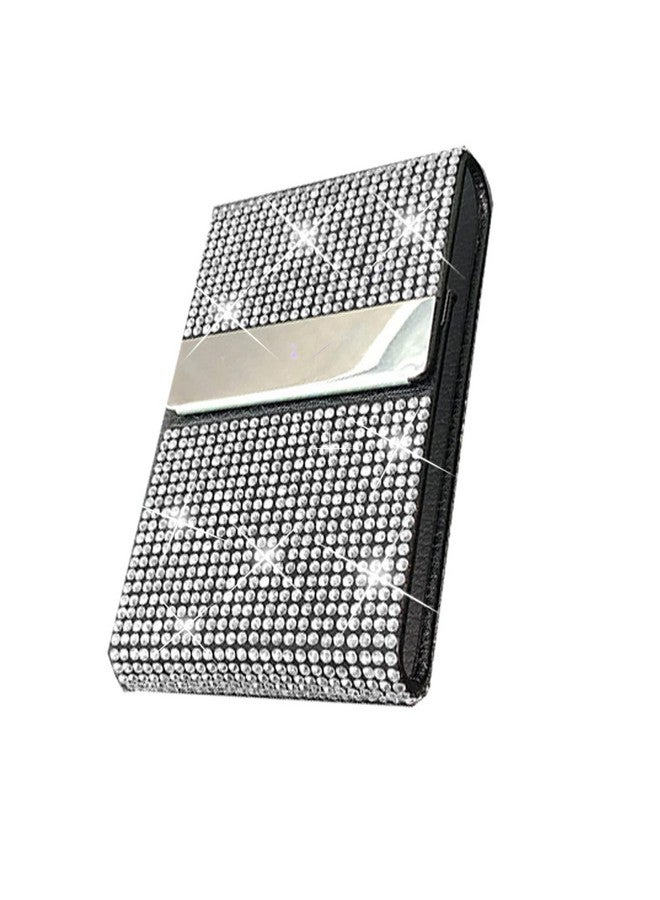 iHMeiju Bling Business Card Holder Case, Pu Leather Business Card Case With Crystal Diamonds Bling Rhinestones, Metal Business Card Case Pocket With Magnetic Closure, Name Card Holder Purse Card Case.  - Image 1