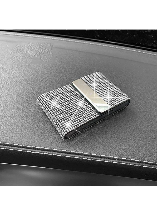 iHMeiju Bling Business Card Holder Case, Pu Leather Business Card Case With Crystal Diamonds Bling Rhinestones, Metal Business Card Case Pocket With Magnetic Closure, Name Card Holder Purse Card Case.  - Image 4