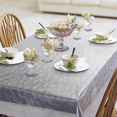 Freelance PVC Transparent Center/Centre Table Cover, Rectangle 60x36 Inch (with White Border Edge Lace) - Clear Plastic Tea Table Protector Sheet/Cloth for Living Room - Product of Meiwa, Japan - Image 1