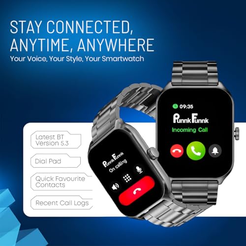 PunnkFunnk H18 Smartwatch for Men & Women | 2.01" HD Full Display | Bluetooth Calling Watch with Heart Rate | Sleep Monitor | 100+ Sports Modes | Long Battery Life | IP67 Fitness Watch- (Metal Black) - Image 3