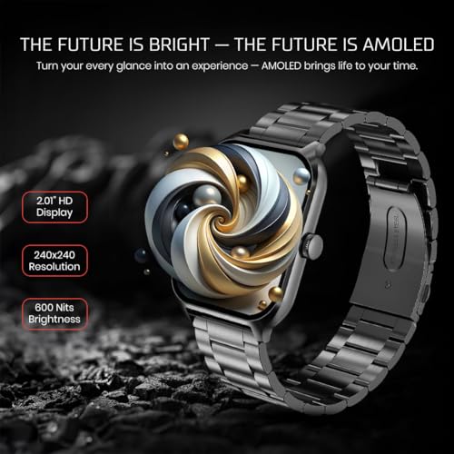 PunnkFunnk H18 Smartwatch for Men & Women | 2.01" HD Full Display | Bluetooth Calling Watch with Heart Rate | Sleep Monitor | 100+ Sports Modes | Long Battery Life | IP67 Fitness Watch- (Metal Black) - Image 2