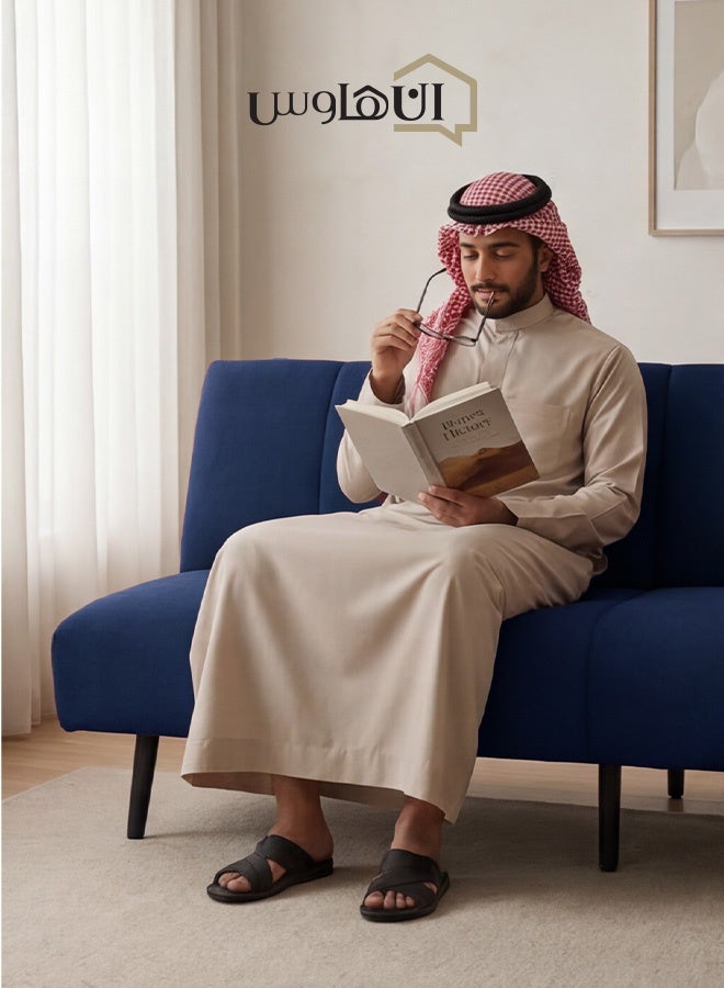 In-House Sana | Sofabed 2 In 1 Upholstered In Linen - Dark Blue - Image 3