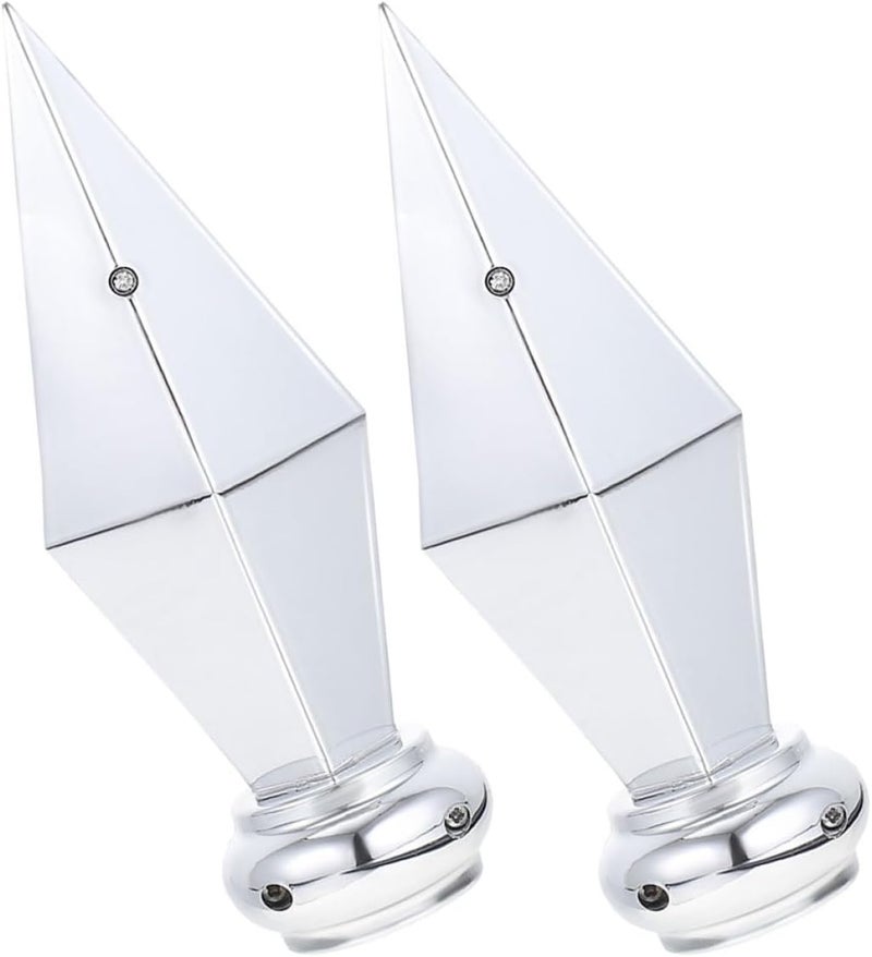 2pcs Silver Aluminum Flagpole Topper Caps, Replacement Flag Head Finials for Outdoor Yard and Garden Flagpoles, Sturdy Parade Flag Pole Tips for Holiday Decoration - Image 1
