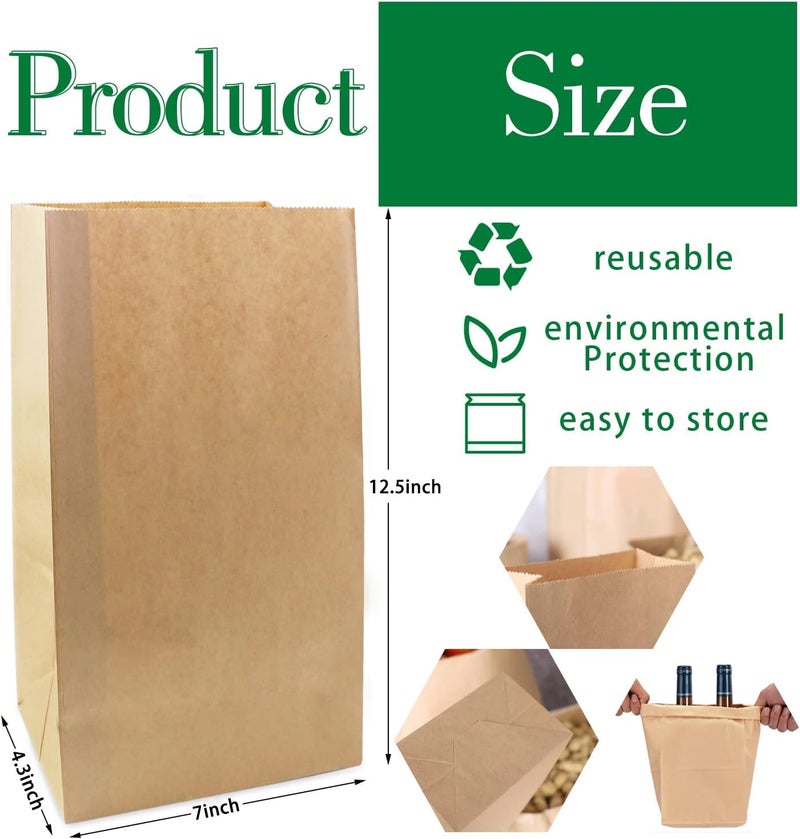 BadenBach 50 Pack 12 Lb Brown Paper Lunch Bags, 12.5" x 7" x 4.3" Large Bread Bags Bulk, Heavy Duty kraft Paper Sacks for Grocery Wrapping, Retail Shopping, Bakery, Party Favors - Image 2