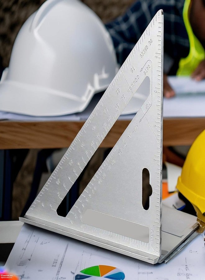 ShipFayda Premium Aluminum Alloy Double Side 90 Degree Right Angle Triangle Scale Ruler with Metric Inch Measurement (Pack of 1/Silver) - Image 4
