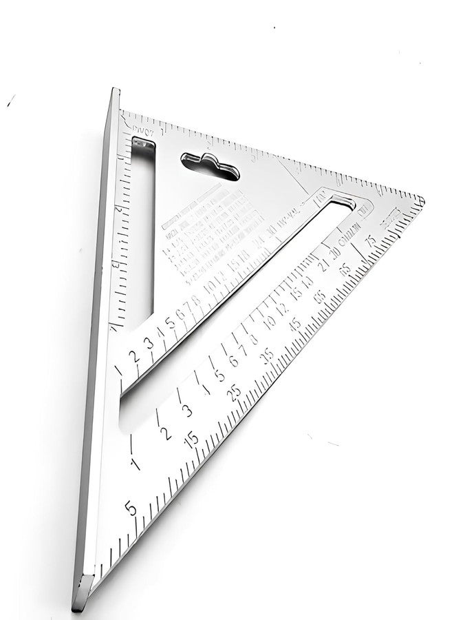 ShipFayda Premium Aluminum Alloy Double Side 90 Degree Right Angle Triangle Scale Ruler with Metric Inch Measurement (Pack of 1/Silver) - Image 2
