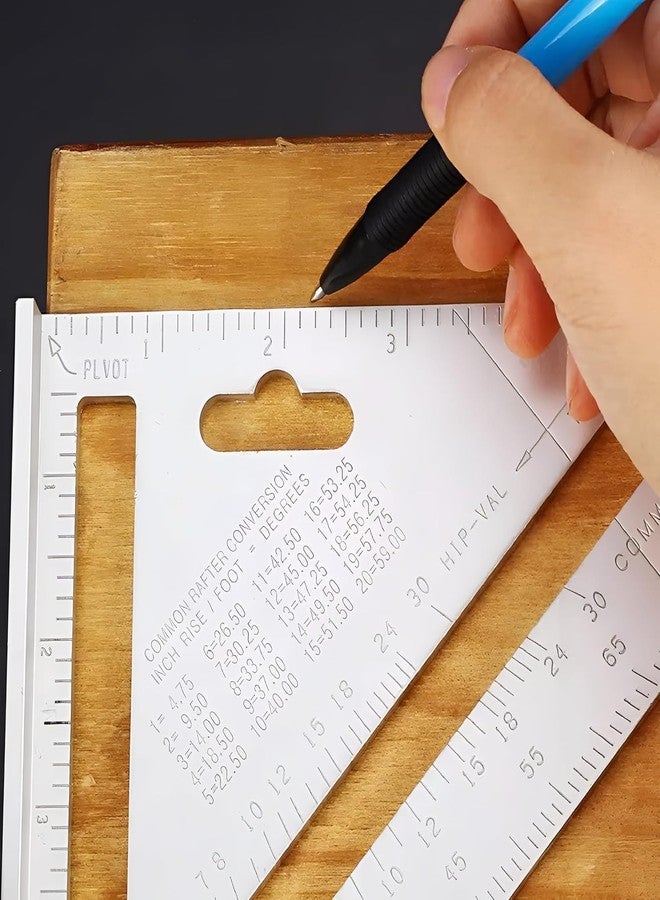 ShipFayda Premium Aluminum Alloy Double Side 90 Degree Right Angle Triangle Scale Ruler with Metric Inch Measurement (Pack of 1/Silver) - Image 5