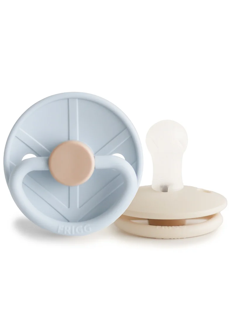 FRIGG Little Viking Silicone Baby Pacifier 0-6M 2-Pack Powder Blue/Cream - Size 1