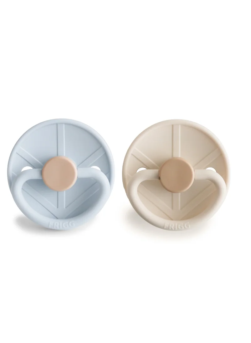 FRIGG Little Viking Silicone Baby Pacifier 0-6M 2-Pack Powder Blue/Cream - Size 1