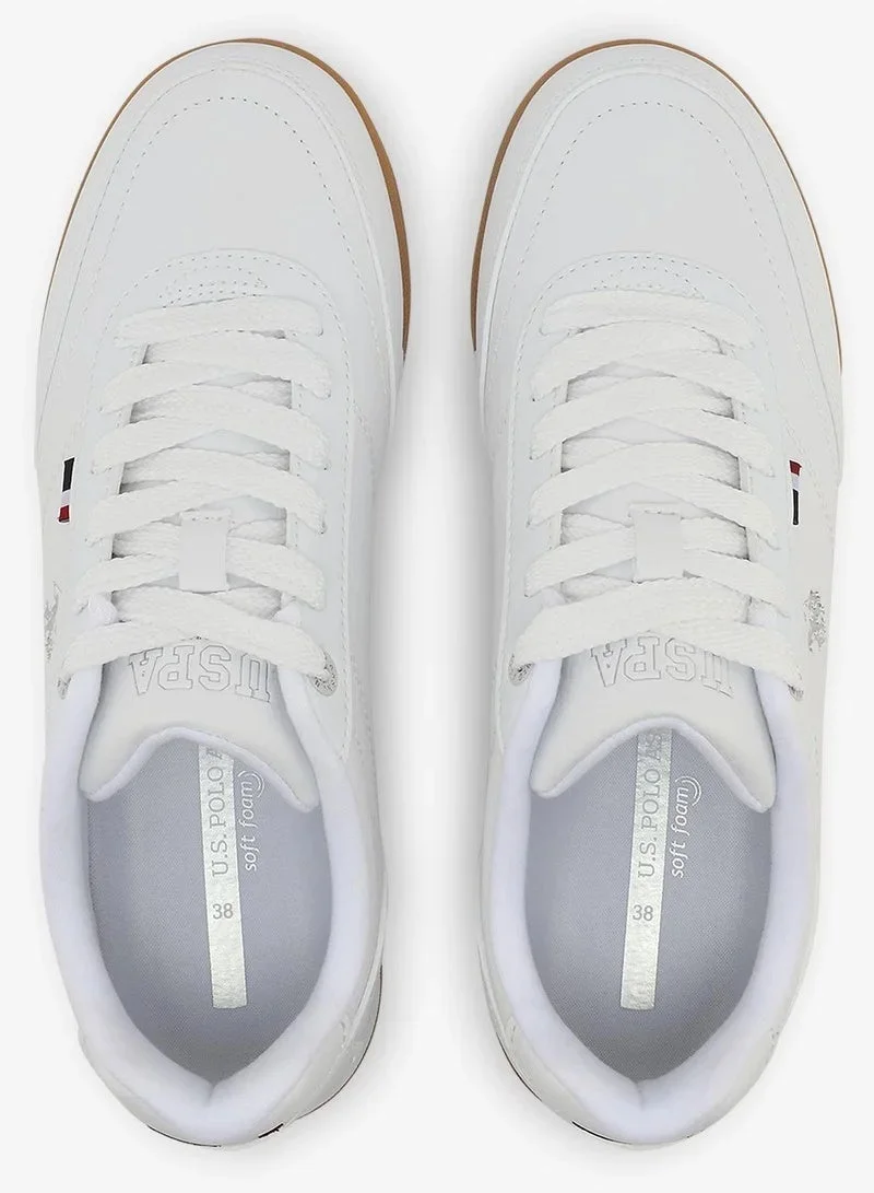 U.S. Polo Assn. White U.S. Polo Assn. CONO GLB 6FX Women’s White Casual Sneakers with Gum Sole – Classic Lace-Up Shoes  | Best Price UAE