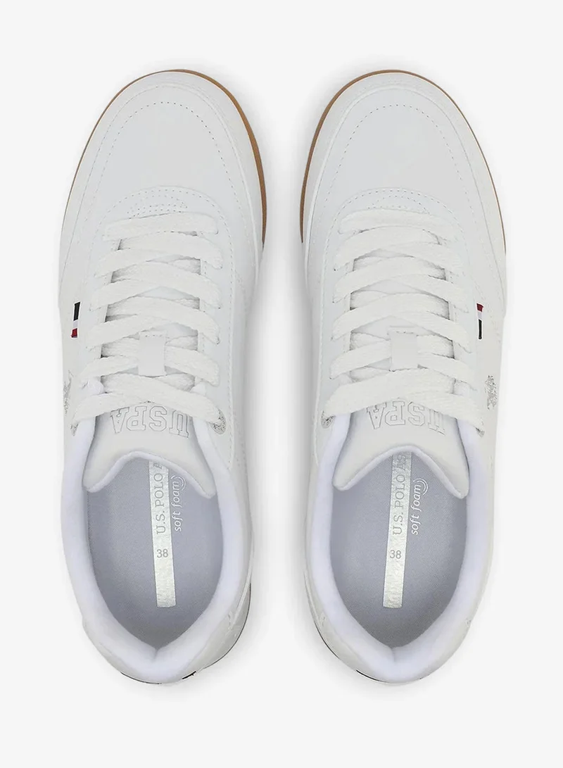 U.S. Polo Assn. White U.S. Polo Assn. CONO GLB 6FX Women’s White Casual Sneakers with Gum Sole – Classic Lace-Up Shoes for Women | Best Price UAE