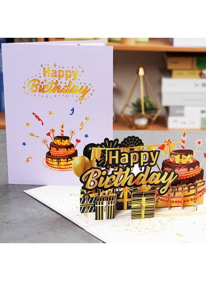 بطاقة كعكة عيد ميلاد,بطاقة عيد ميلاد ثلاثية الأبعاد المنبثقة,بطاقة عيد ميلاد سعيد مع ملاحظة فارغة ومظروف,بطاقات تحية منبثقة للأطفال النساء الرجال له زوجته الشركات - Image 4