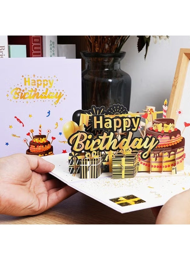 بطاقة كعكة عيد ميلاد,بطاقة عيد ميلاد ثلاثية الأبعاد المنبثقة,بطاقة عيد ميلاد سعيد مع ملاحظة فارغة ومظروف,بطاقات تحية منبثقة للأطفال النساء الرجال له زوجته الشركات - Image 3