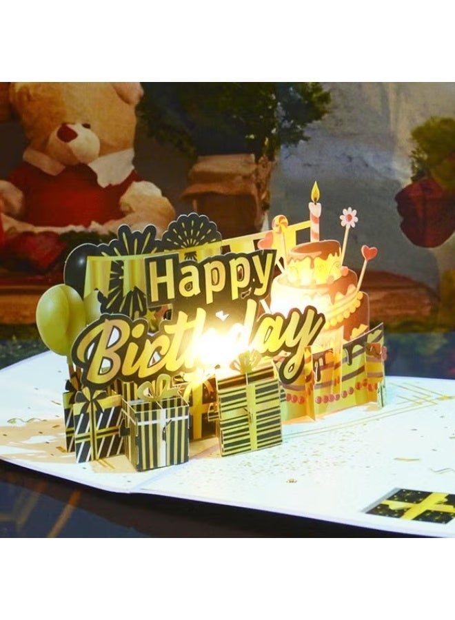 بطاقة كعكة عيد ميلاد,بطاقة عيد ميلاد ثلاثية الأبعاد المنبثقة,بطاقة عيد ميلاد سعيد مع ملاحظة فارغة ومظروف,بطاقات تحية منبثقة للأطفال النساء الرجال له زوجته الشركات - Image 1