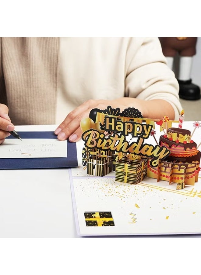 بطاقة كعكة عيد ميلاد,بطاقة عيد ميلاد ثلاثية الأبعاد المنبثقة,بطاقة عيد ميلاد سعيد مع ملاحظة فارغة ومظروف,بطاقات تحية منبثقة للأطفال النساء الرجال له زوجته الشركات - Image 5