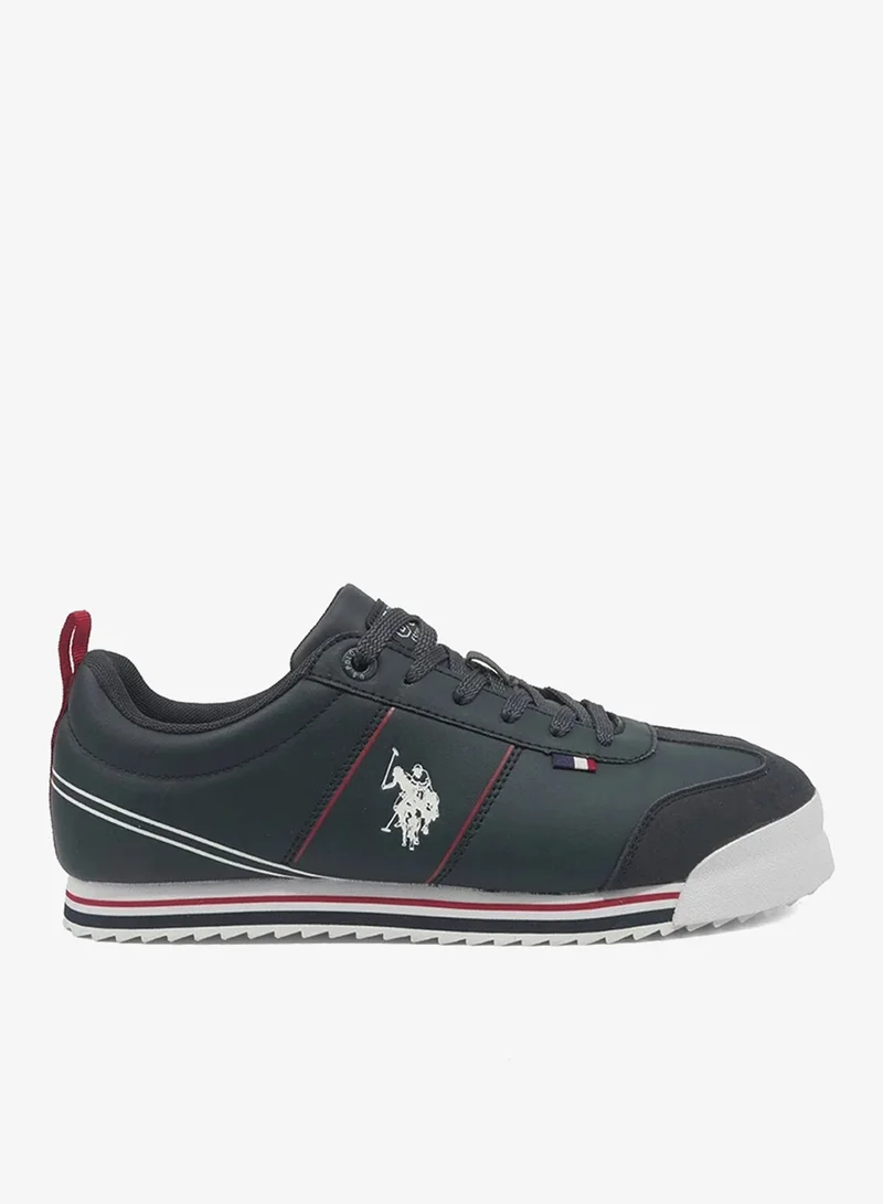 USPA Men's Casual Sneakers – Navy Lifestyle Shoes with Contrast Stripes | Lightweight Lace-Up Sneakers | Comfortable Everyday Walking Shoes