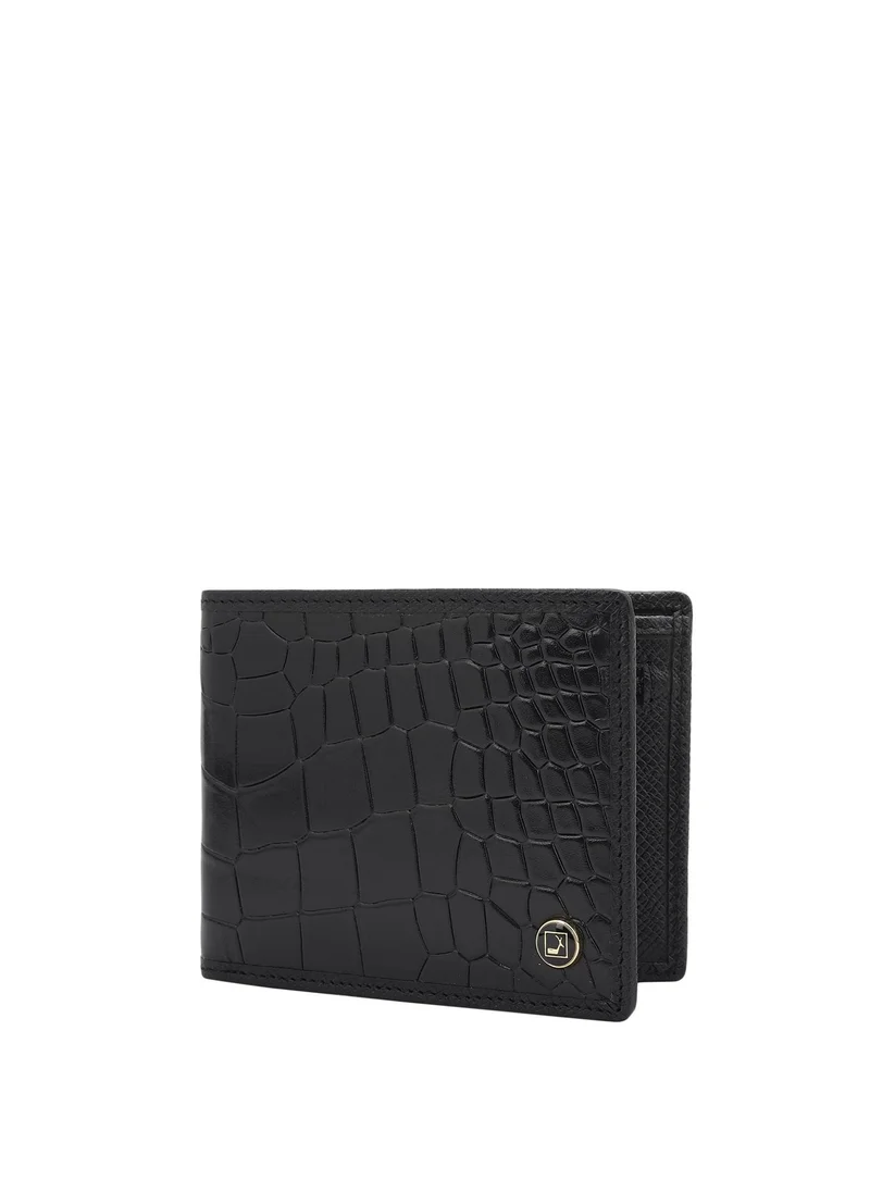 دا ميلانو محفظة جلد طبيعي سوداء للرجال