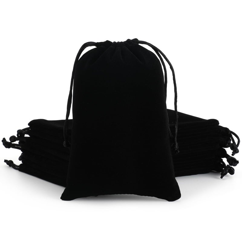Tapleap Velvet Drawstring Bags, 12Pcs Black Coin Pouch, 4x6, Wedding, Valentine's Day, For Wrapping Dungeons & Dragon Dice, Party Favors, Resin Runes, Jewelry, Coin - Image 1