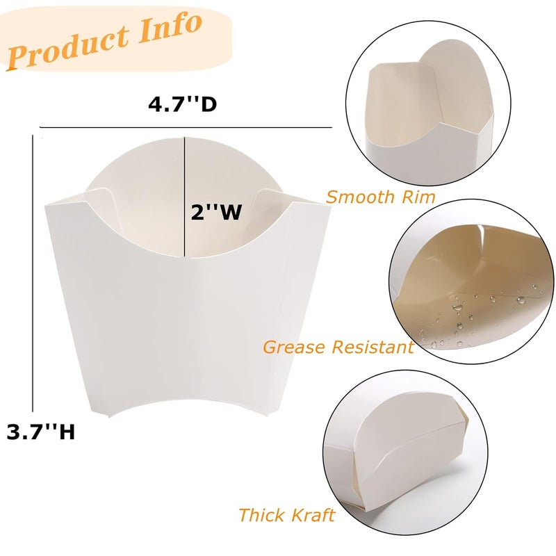 Lyellfe 250 Pack French Fry Holder, Disposable To Go French Fry Container Box, 4 Oz Stackable White Kraft Paper Charcuterie Cups for Fries, Onion Rings, Popcorn, Take Out, Party, Grease Resistant - Image 5