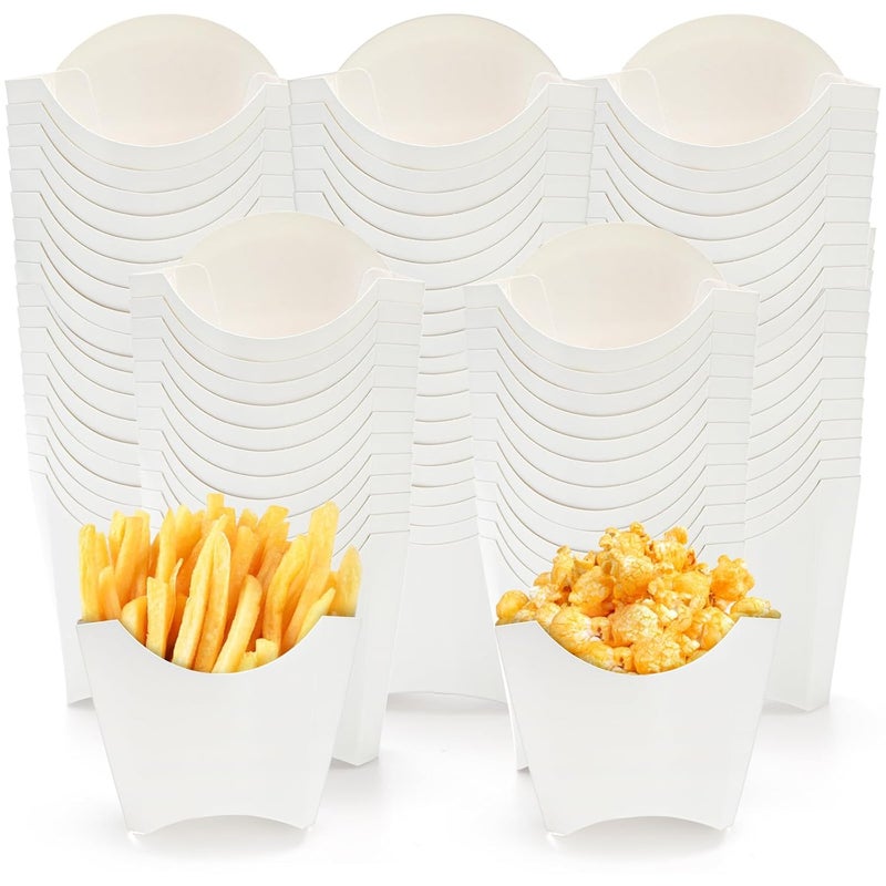 Lyellfe 250 Pack French Fry Holder, Disposable To Go French Fry Container Box, 4 Oz Stackable White Kraft Paper Charcuterie Cups for Fries, Onion Rings, Popcorn, Take Out, Party, Grease Resistant - Image 1