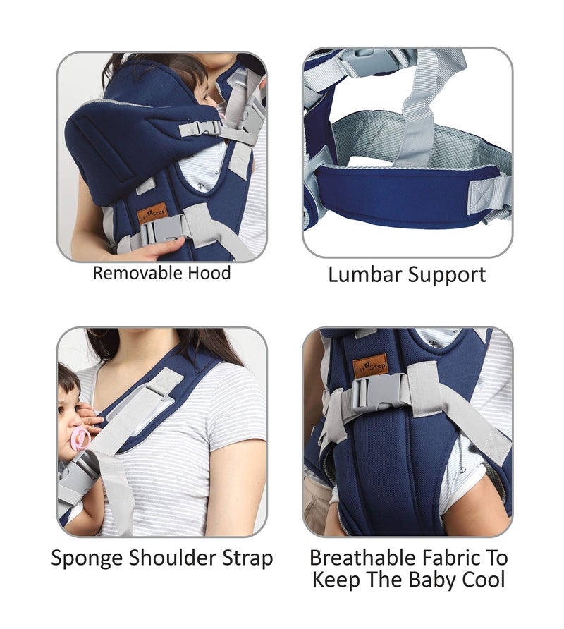1st Step 6 in 1 Baby Carrier with 6 Carry Positions, Lumbar Support, for 4 to 18 Months Baby, Max Weight Up to 14 Kgs (Teal Blue) - Image 3